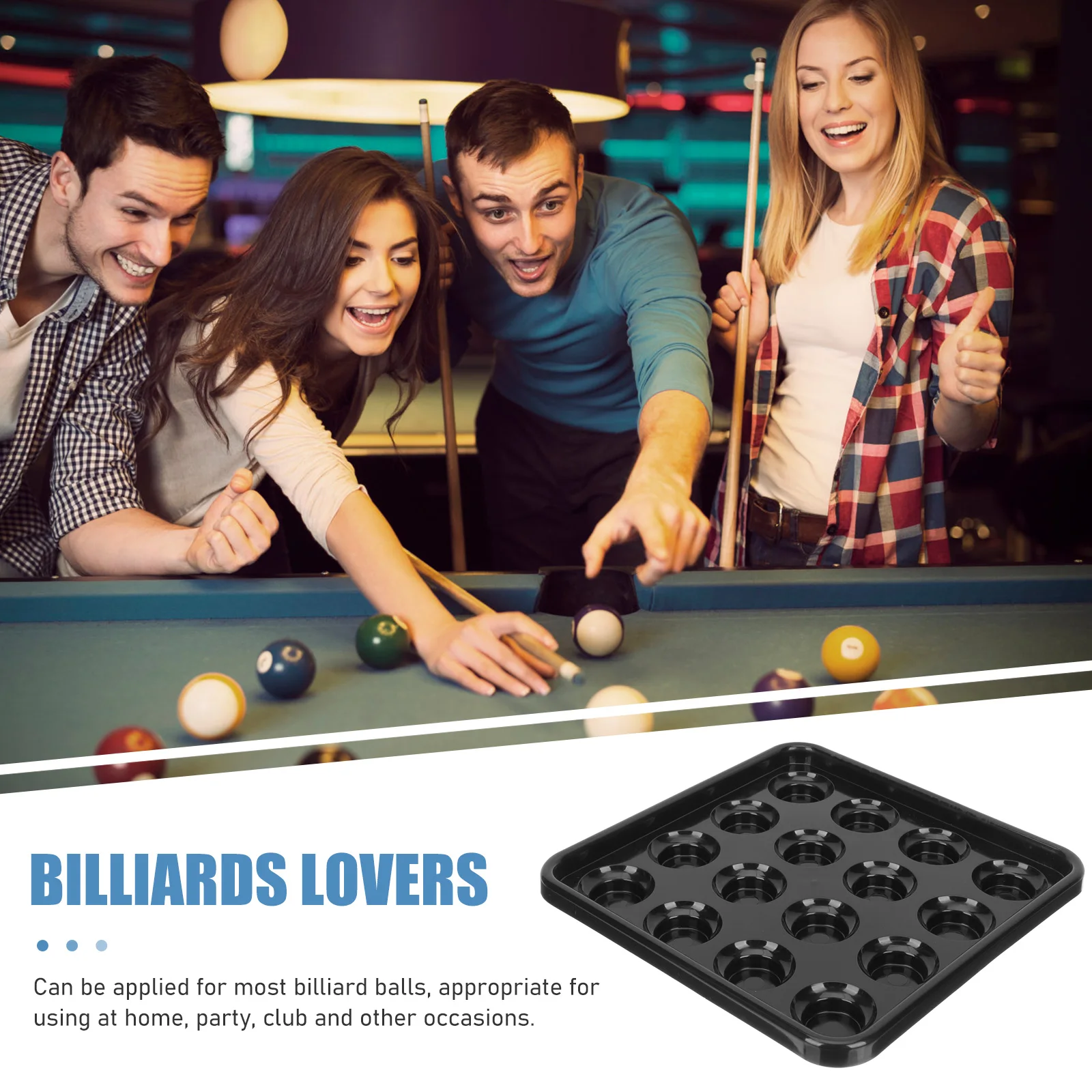 

Billiards Tray Pool Ball Snooker Storage Folding Table Accessory Black Holder 16 Balls Travel
