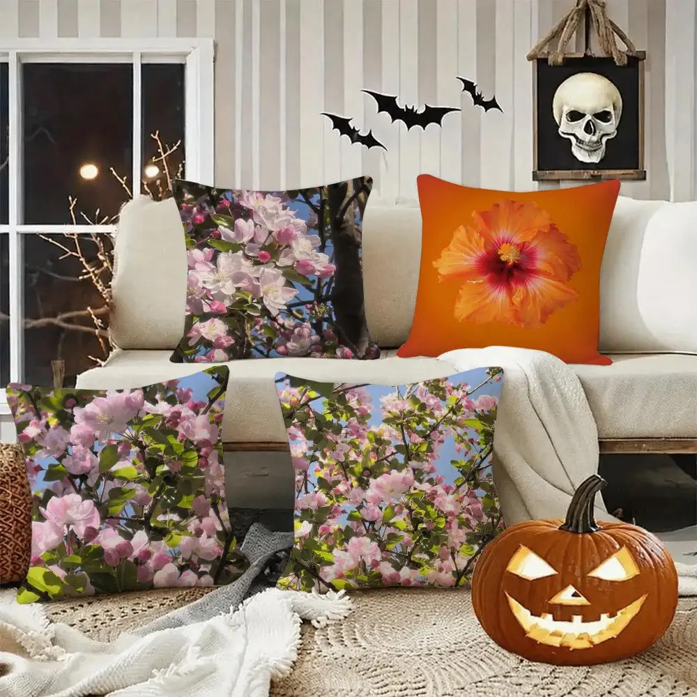 Hibiscus Cushion Cover Halloween decoration trick or treat cushion cover, ghost, pumpkin head, bat decoration