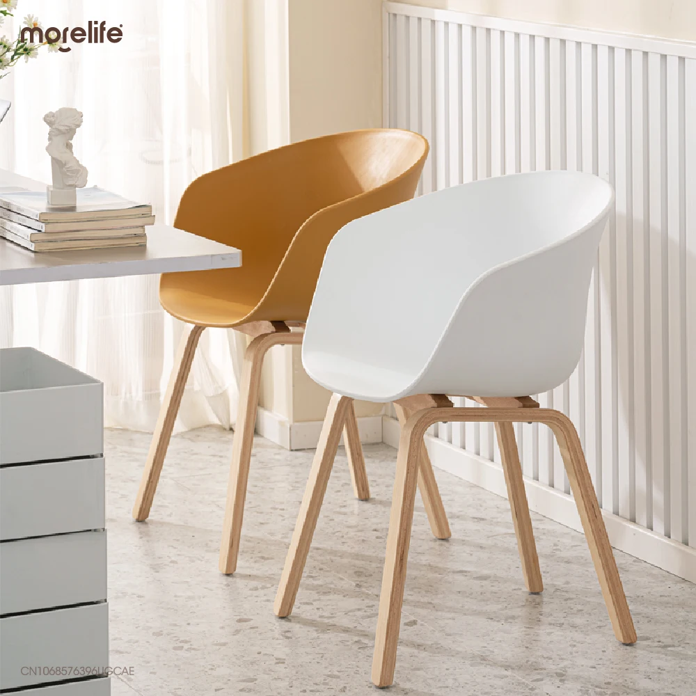 Modern Minimalist Dining Chair Wooden Leg Plastic Luxury Soft Chair Ergonomic, Toilet Chair Restaurant Coffee Shop Furniture