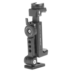 Upgrade Aluminum Phone Holder Clamp W Cold Shoe Arca 360°Rotatable tripod Mount Clip for iPhone Android Phone Vlog Photography