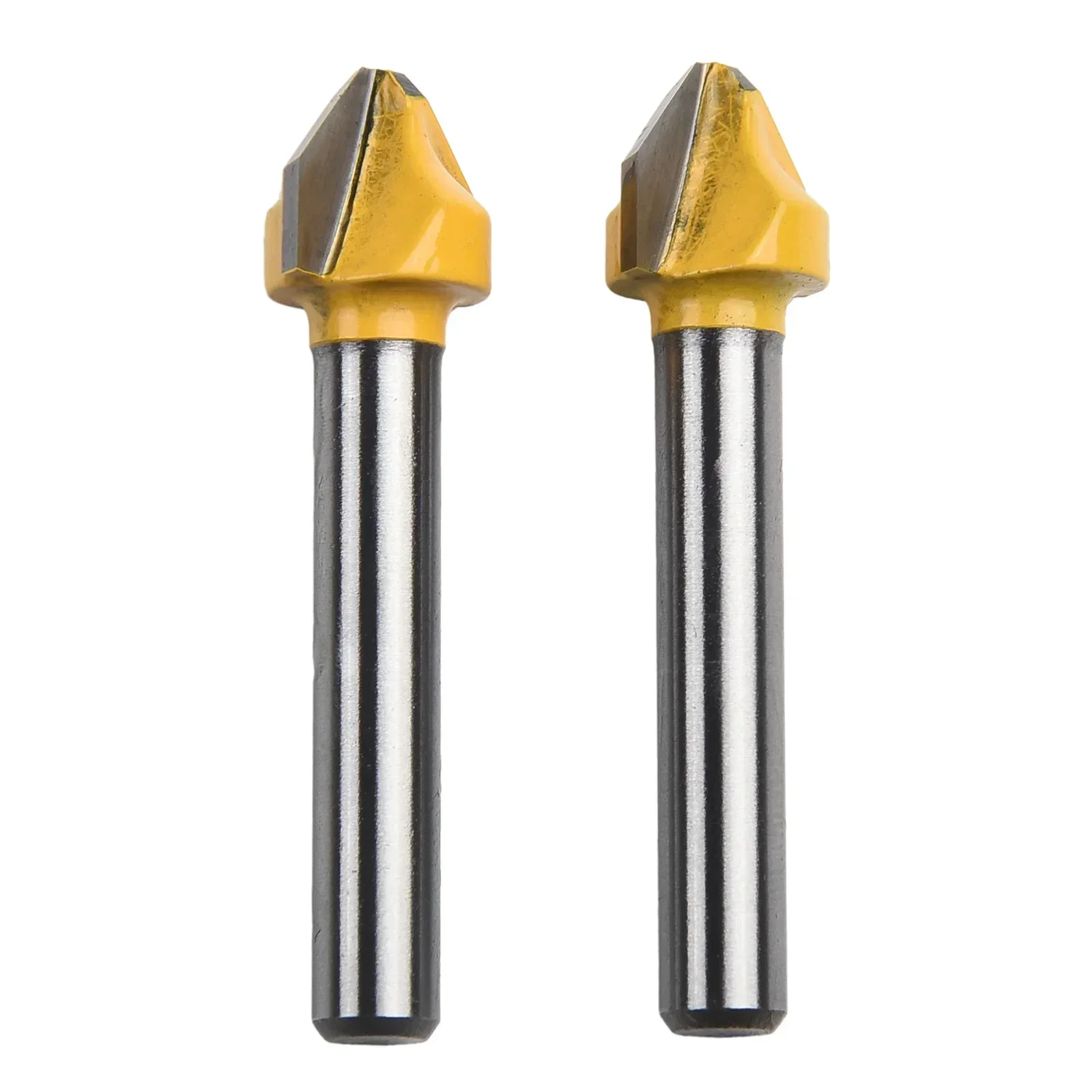 2pcs 6mm Shank 90 Degree V-shaped Flat Head Router Bit For Woodworking Engraving Milling Cutter Chamfering Tools Accessories