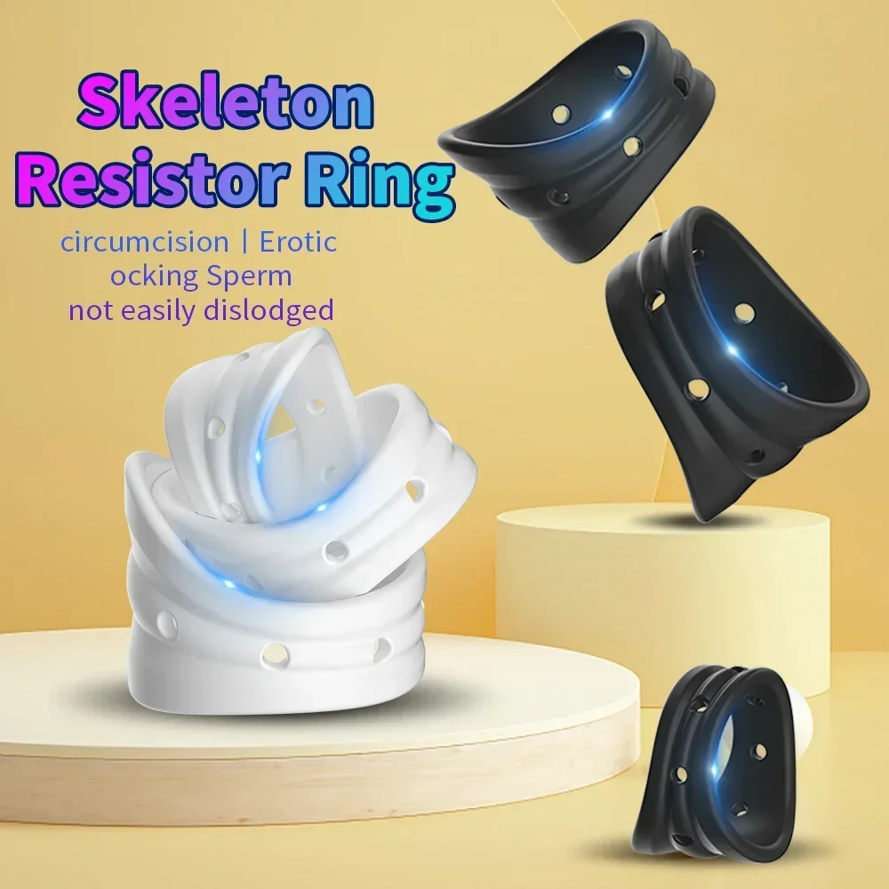 Reusable Silicone Lock Ring BDSM Delayed Ejaculation Phimosis Obstruction Penis Head Massage Male Masturbation Adult Sex Toy 18+