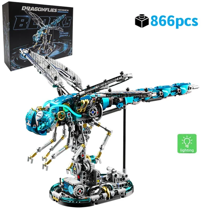 

Коллекционные механические строительные блоки с животными, модель светящегося подвижного MOC, технический декор стола, подарок STEM для взрослых и детей
