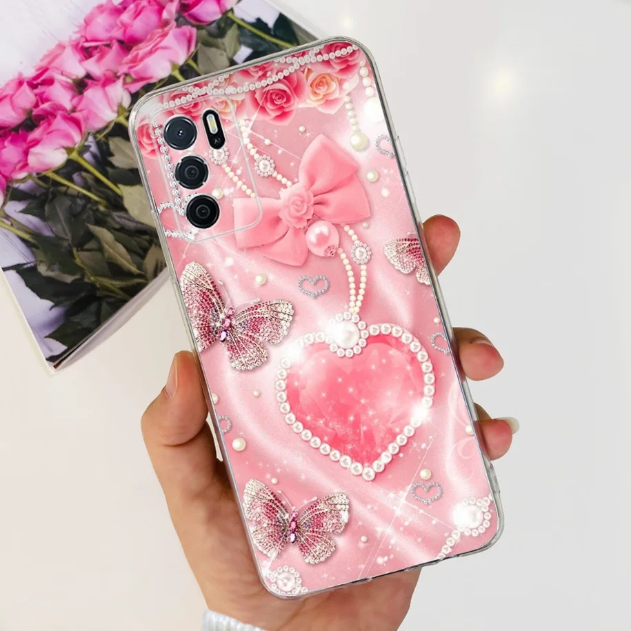 For OPPO A16 Case A16S A54S Soft Silicone Phone Case For Oppo A16 CPH2269 Clear Flower Funda Back Cover on OPPOA16s A 54s Bumper