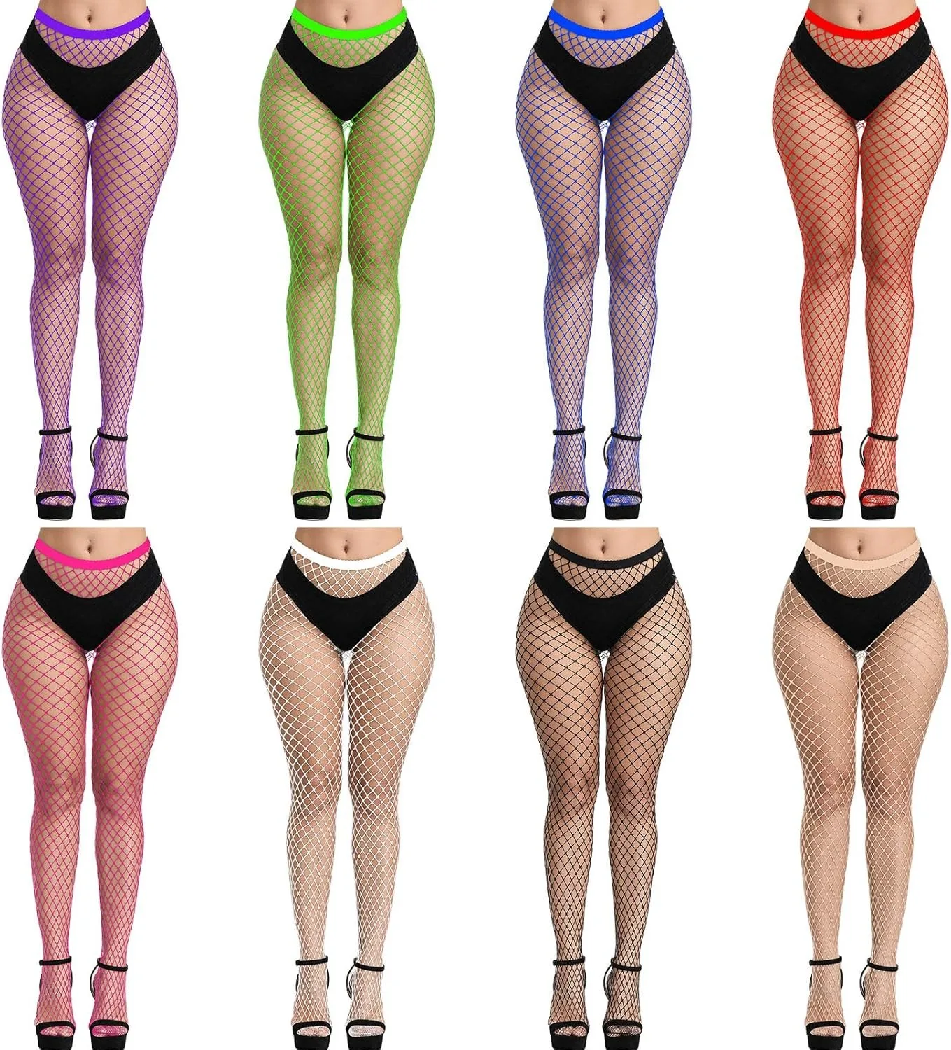 

4 Pairs Fishnet Stockings Tights High Waist Stockings Leggings for Women