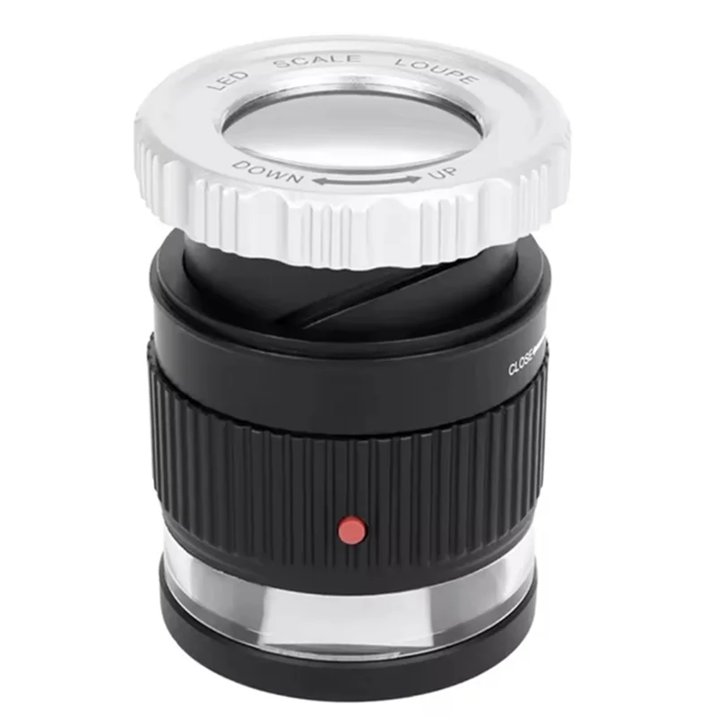 

A13E-Ювелирная лупа, маленькое зеркало для чтения, 30-кратное регулируемое увеличение, металлическое цилиндрическое зеркало со шкалой