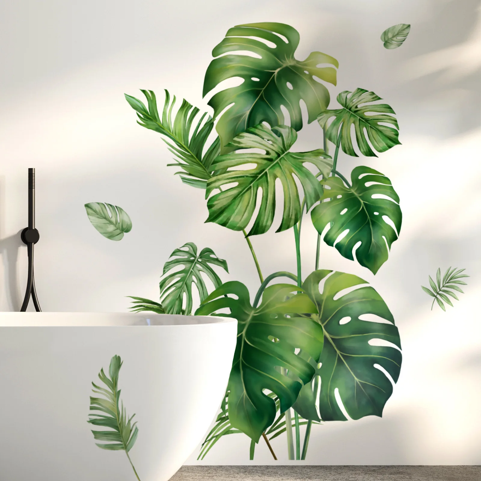 Europe Large Size Green Plant Wall Decal Sticker for Home Decoration Monster Leaf Design Easy To Apply and Remove Home Wall Art view 2