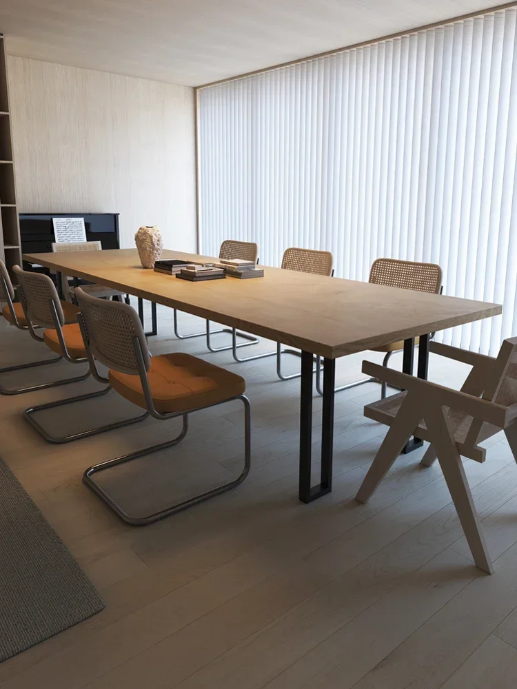 

Nordic solid wood ash wood dining table dining chair living room home log wind desk