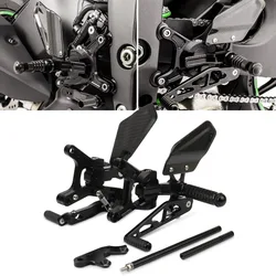 Motorcycle Carbon Fiber Adjustable Raise Move Back Footrests Rearset Rear Footpeg Foot Rests Fit For ZX6R ZX-6R 2019-2025