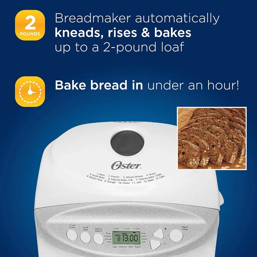 Brotback automat mit glutenfreier Einstellung, 2 Pfund, weiß (CKSTBR9050-NP)