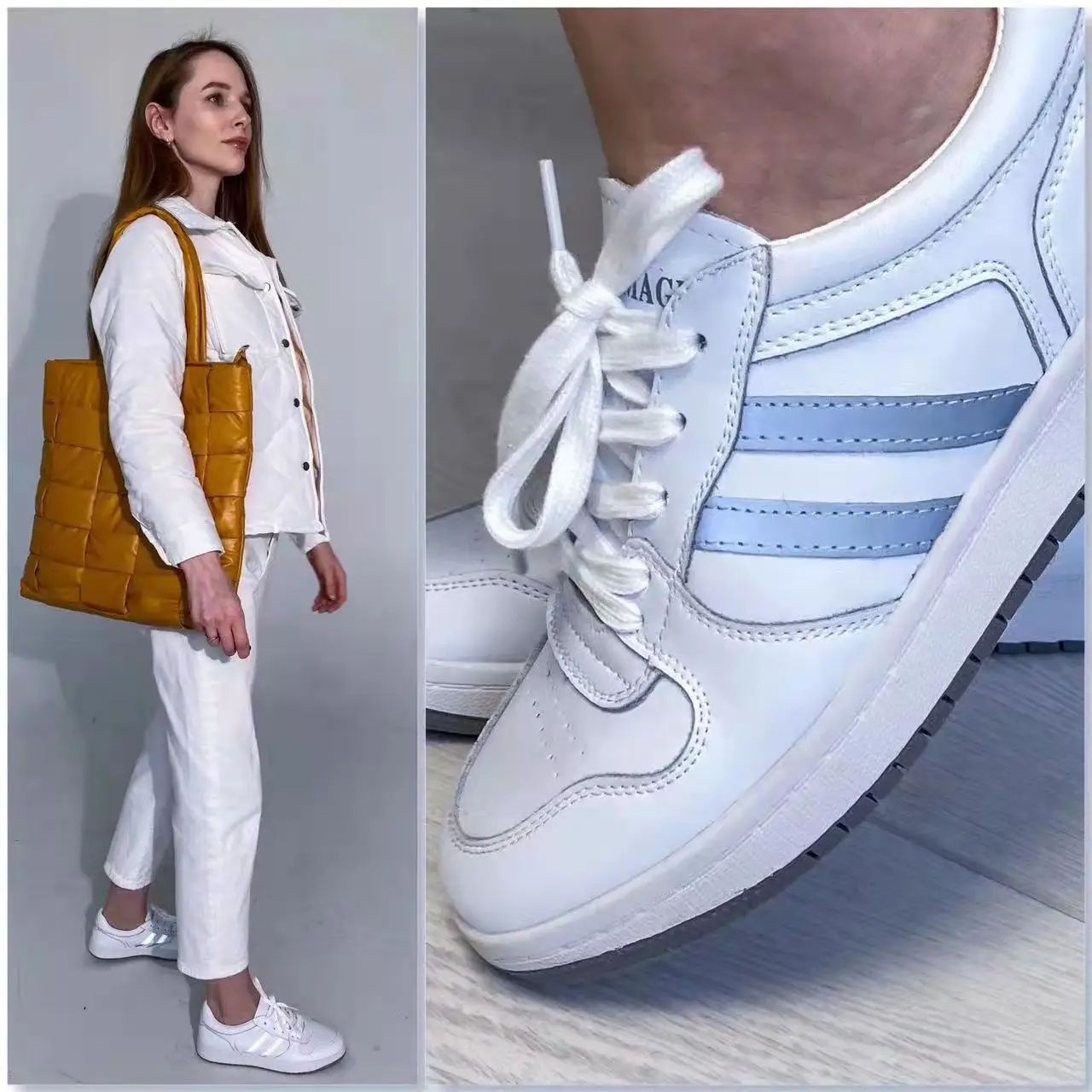 Sneakers di tendenza da donna in pelle crosta moda primavera autunno scarpe sportive da passeggio all\'aperto scarpe stringate bianche traspiranti