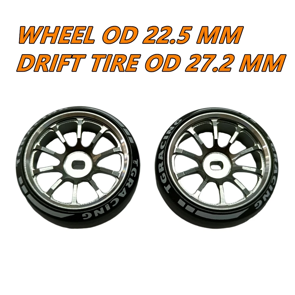 TG Racing 1/24 1/28 MINI-Z AWD CNC Metal Wheel With Drift Tires OD 27.2mm Offset 1.5 (2Pcs)