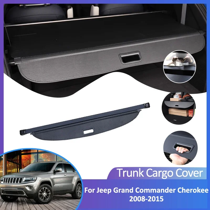 For Jeep Grand Commander Cherokee 2008-2015 2014 Car Trunk Curtain Retractable Cargo Cover Shades Trunk Storage Car Accessories