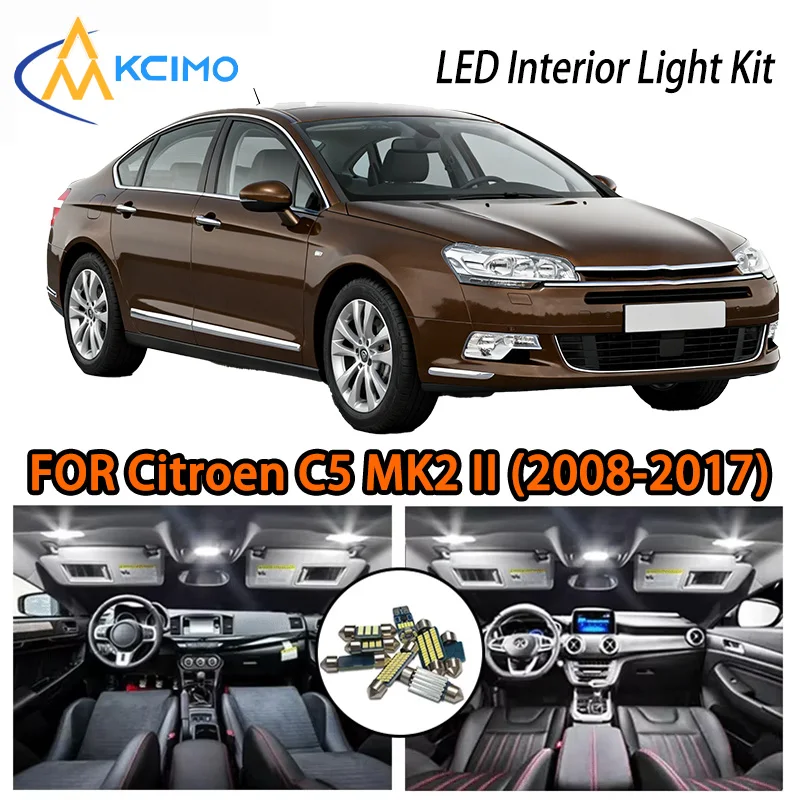 

KCIMO For Citroen C5 MK2 II (2008-2017) Premium LED Interior Kit Dustproof Lights, Quick Installation