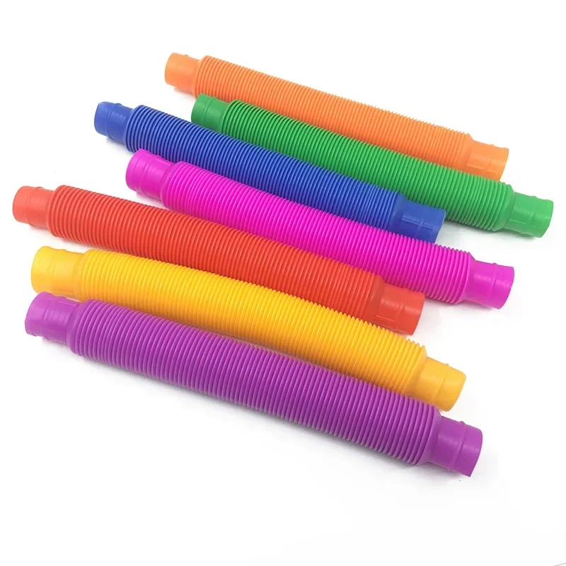 Colorful Fidget Tube Toys for Children Sensory Stress Relief Toys Educational Funny Antistress Folding Plastic Tube Coil Toy