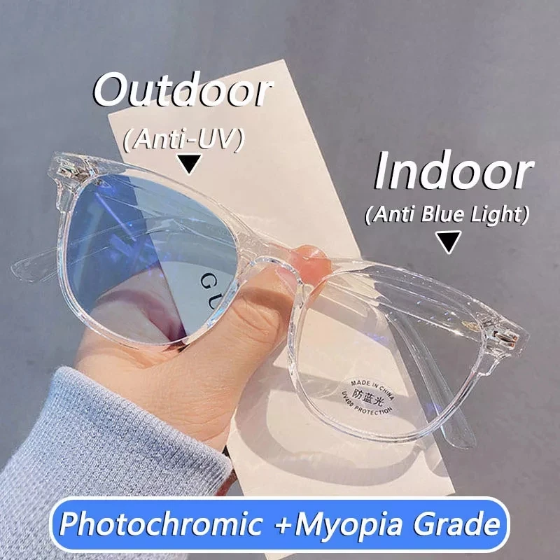 

Photochromic Myopia Glasses Women Fashion Glasses Blue Light Glasses Outdoor Sunglasses 0 To - 6.0 Eye Glasses Clear Glasses