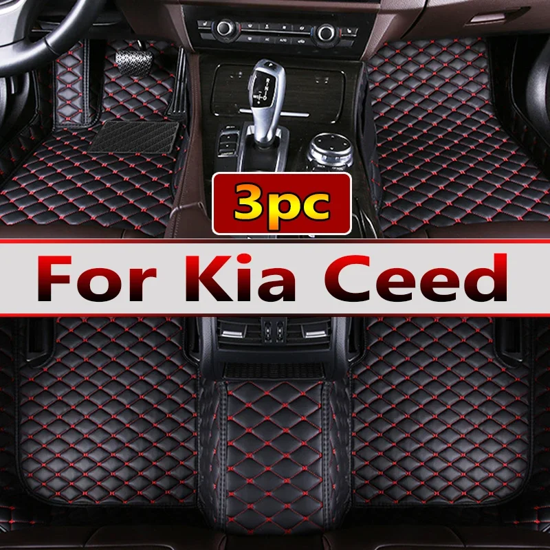 

Luxury Leather 3D interior Parts Custom Car Mats With Pockets Floor Carpet Rugs For Kia Ceed 2014 2015 2016 2018 accessories