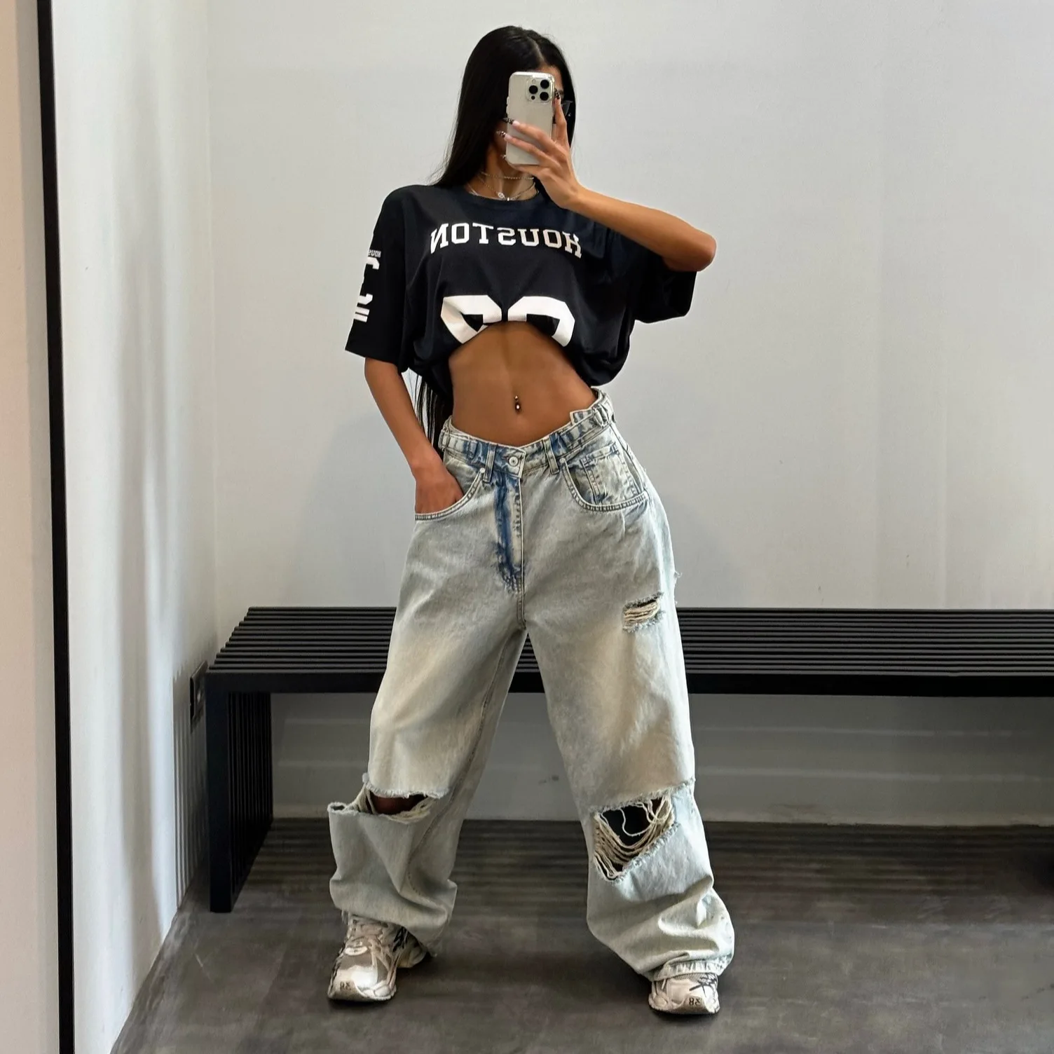 

2026 весенние новые женские сверхпрочные потертые рваные широкие джинсы Y2K, модные свободные брюки с высокой талией