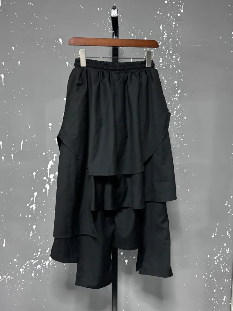 EAM Black Irregular Patch High Elastic Waist Calf-Length Pants New Trousers Women Fashion Tide Autumn 2026 30A3161