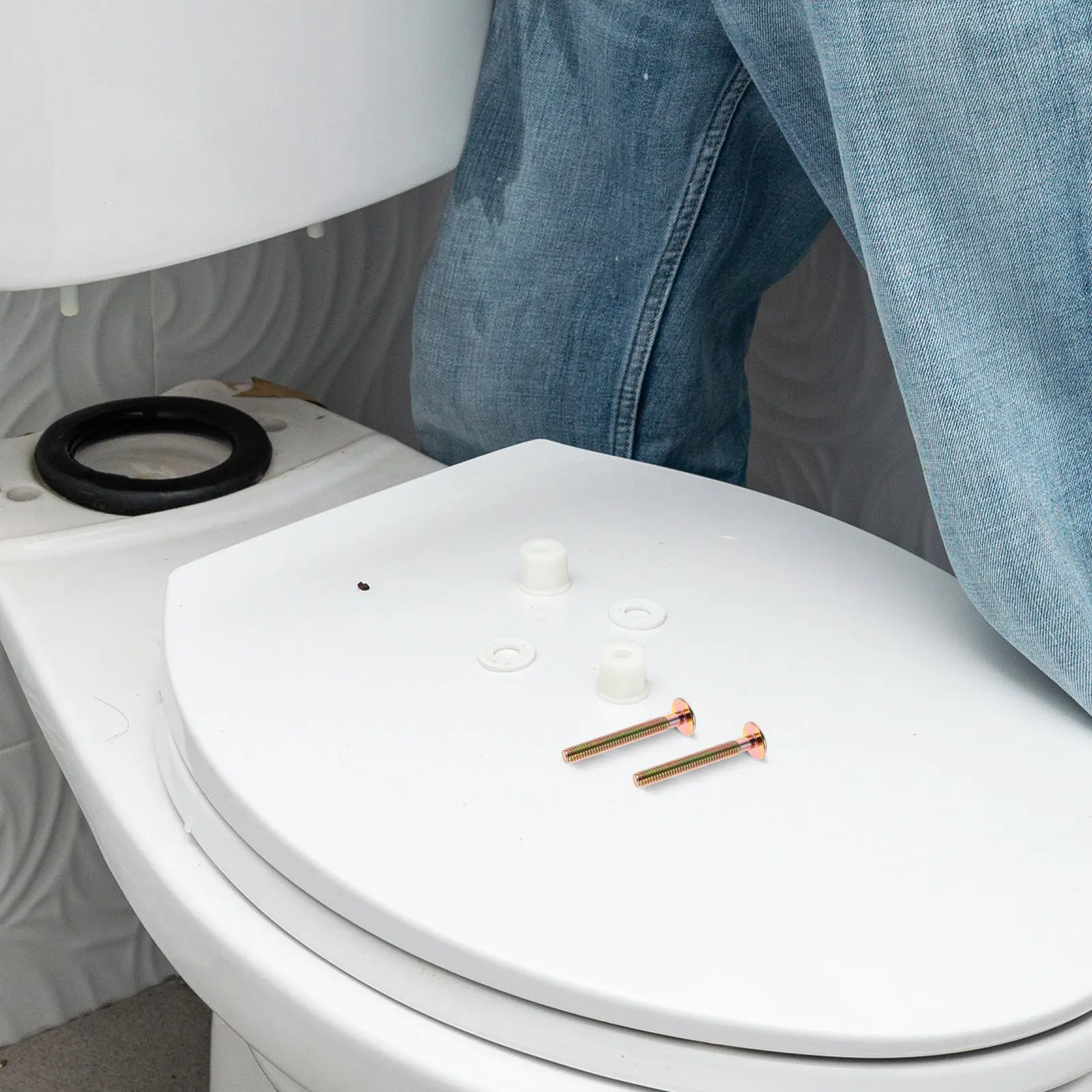 Toilet Seat Hardware Kit 4 Piece Top Fixing Plastic Bolts Nuts Replacement Hinge Screws Wobble Free