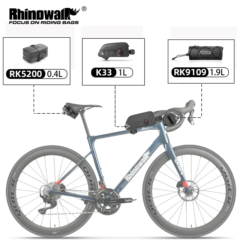 Rhinowalk Bike Bag Set 3 Pieces Rainproof City Cycling Front Tube Bag Lightweight Mini Tool Pouch Handlebar Bag Tail Bag