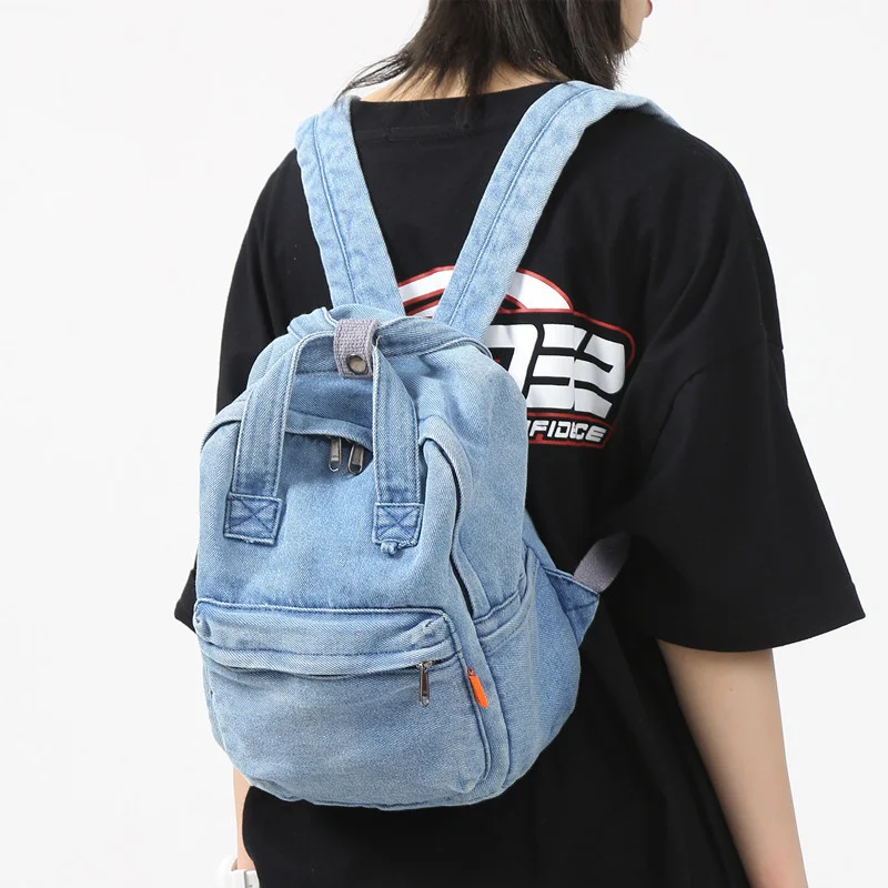 

Denim Women Backpack Small Casual School Bag for Teenage Girls Female Shoulder Designer Cowboy tote blue mochila