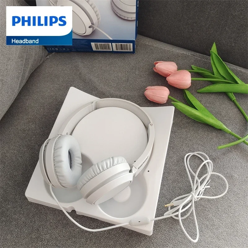 Philips New TAH4105 Wired Earphone with Microphone HiFi Music Monitor Bass Headphones Noise Cancelling Headset For Sport Gaming