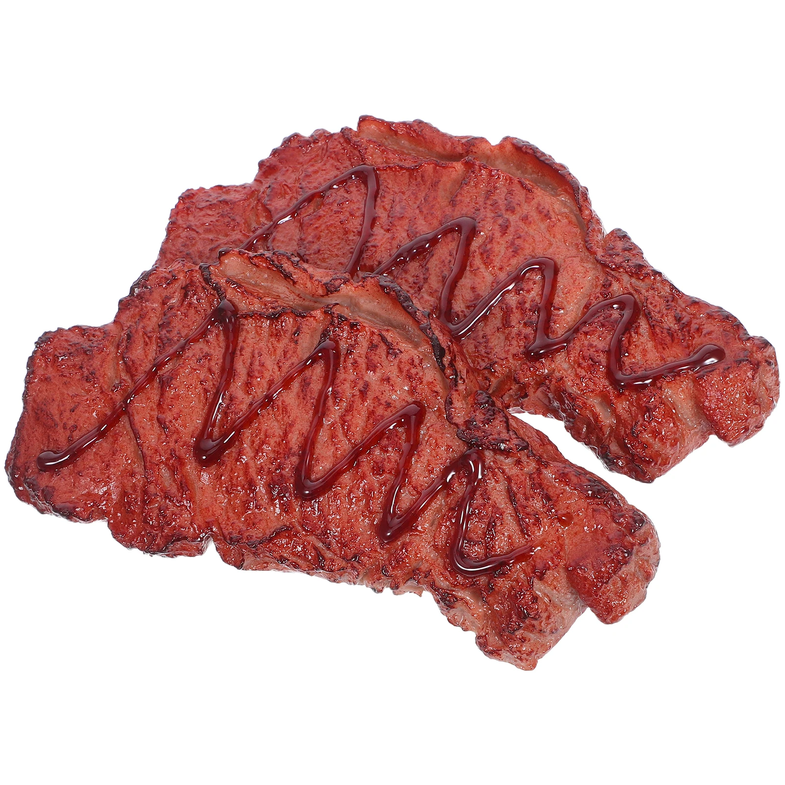 

2 Pcs Simulation Steak Artificial Beef Block Food Prop Decorative Display Fake Cubes