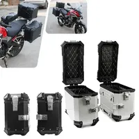 35L/38L Motorcycles Side Saddle Bags Luggage Case Saddlebag Tool Box Storage Trunk Key Lock Aluminum Toolbox Rear Helmet Topcase