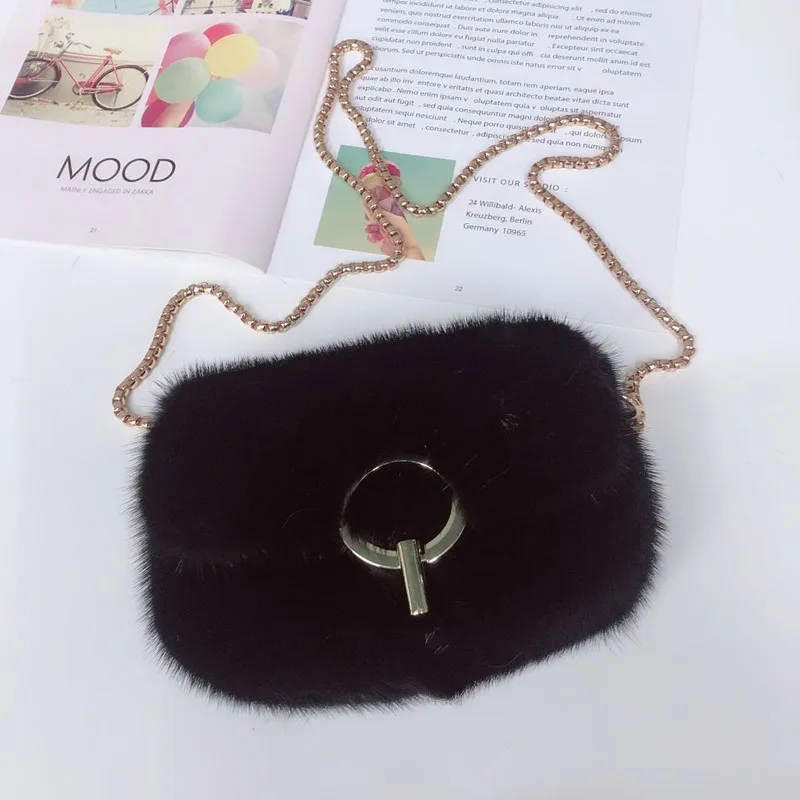 Europe And The United States Fashion New Mink Hair Real Fur Crossbody Bag Casual Simple Everything Trend Mini Plush Shoulder Bag