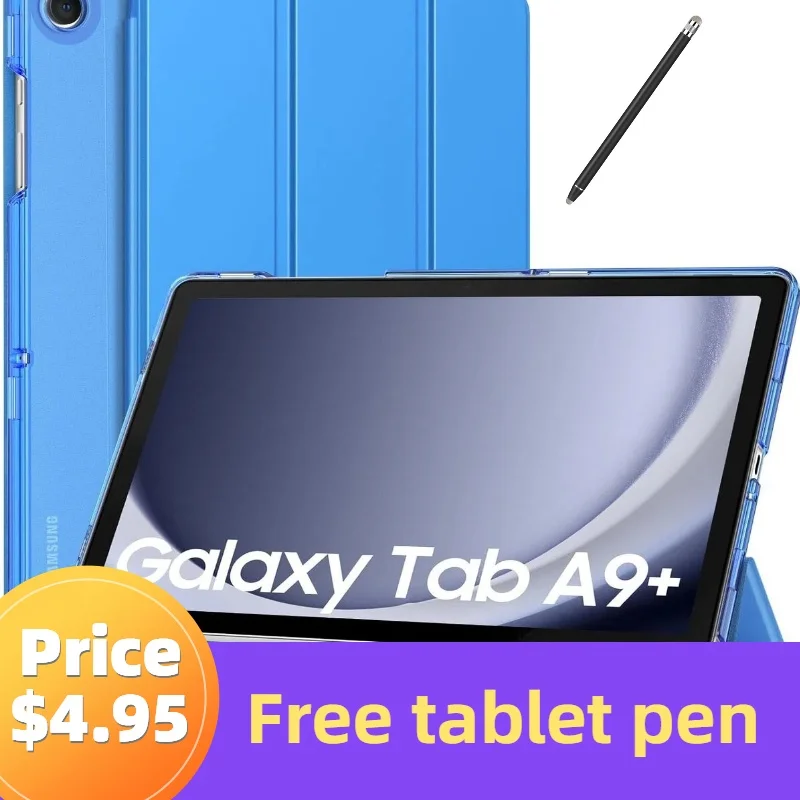 For Galaxy A9+ 11inch/ A9 8.7" Slim Stand Protective Smart Cover with Hard PC Translucent Back Case for Samsung A11 Plus A8 S9FE