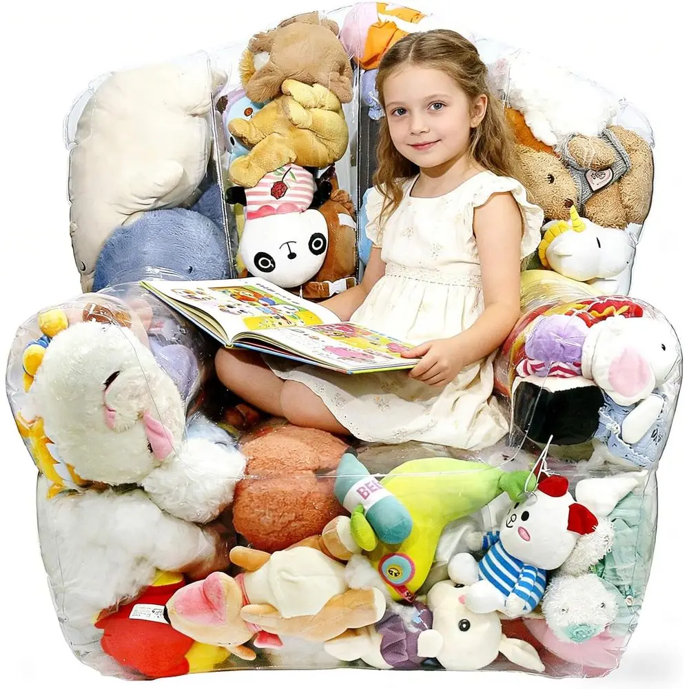 Extra Large Zippered Bean Bag Cover for Animal Storage and Kids' Toy Organization