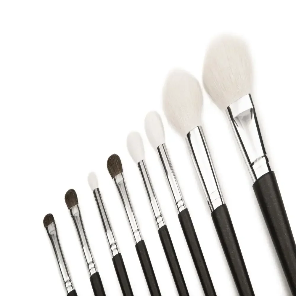 ONE ORCHID Pro 8 Pcs Goat Hair Powder Highlighting Makeup Brushes Pencil Tapered Crease Blending Shader Eyeshadow Cosmetic Kit