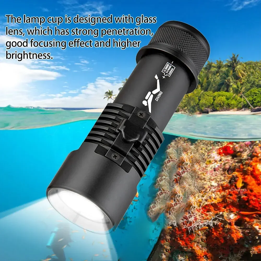 Super bright P70 diving flashlight xhp70.2 led ipx8 rated dwaterproof professional diving light powered by 18650 or 26650 batter