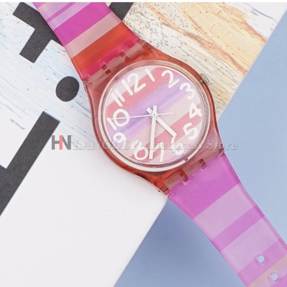 Regenbogenfarbenes Silikonarmband für Swatch Uhren, 16mm 17mm 19mm PVC Jelly Armband für Damen und Herren, Ersatzarmband – Detail 12