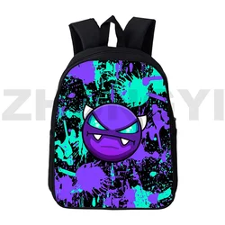 Angry Geometry Dash Game 3D Backpacks for Teenager Girls Canvas Schoolbags 12/16 Inch Outdoor Sports Shoulder Bag Laptop Mochila