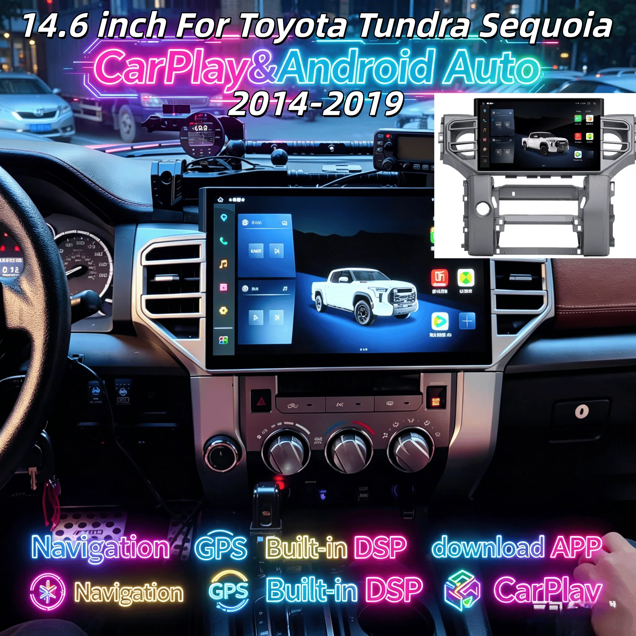 

Multimedia Car Radio For Toyota Tundra Sequoia 2014-2019 Android 13 Player GPS Navigation Carpet Wireless GPS DSP 4G wifi