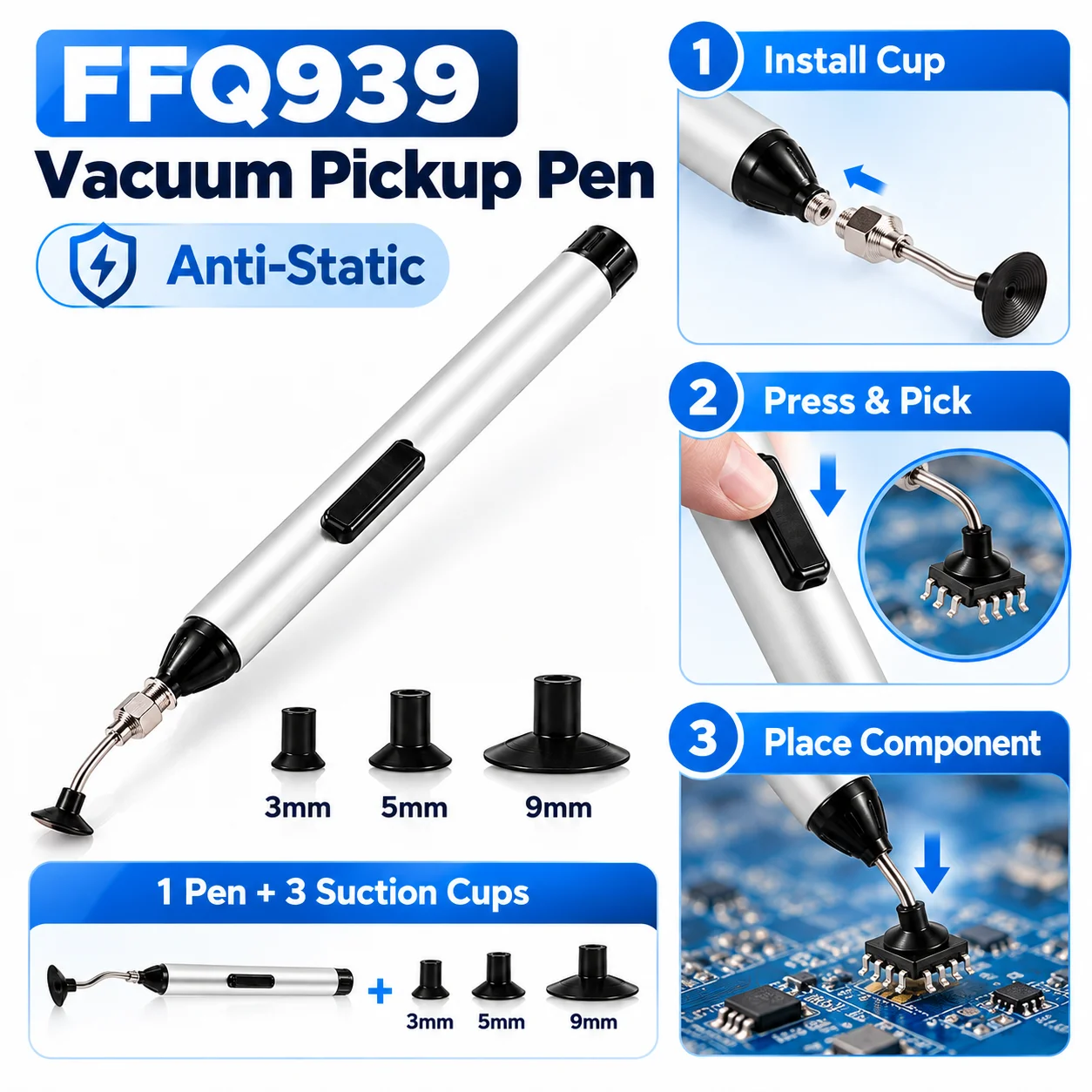 New Anti-satic IC Pick Vacuum Sucker Pen FFQ939 for BGA SMD Work Reballing Aids