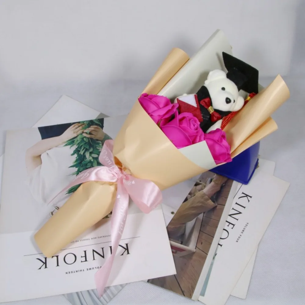 Sunflower Bear Bouquet Bouquet Decoration Rose Cartoon Lovely Bear Graduation Gift Teacher's Day Animal Bouquet