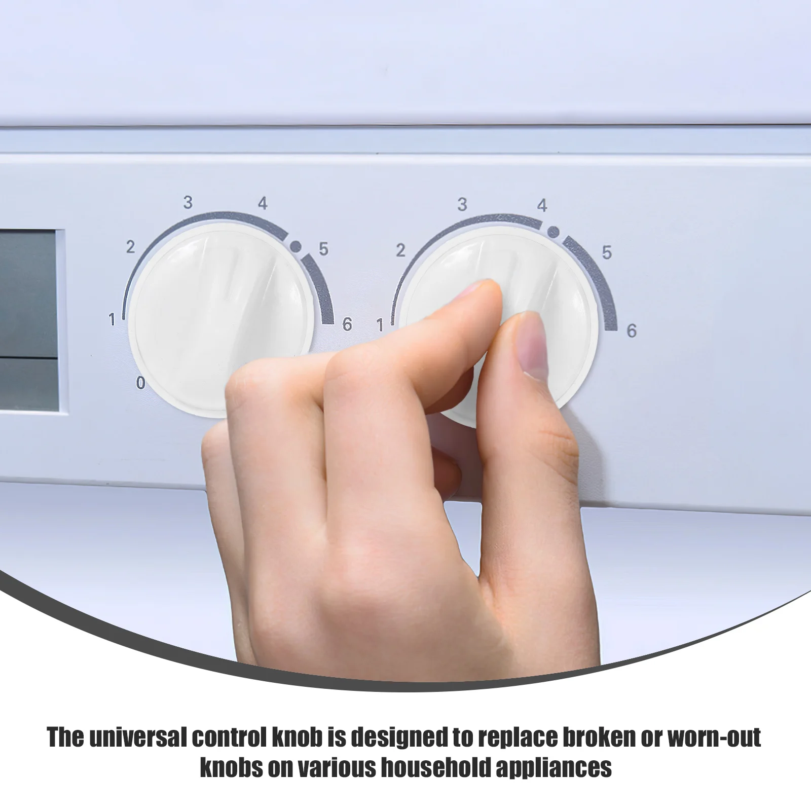 

6pcs White Knob Switch Replacement Universal Control Timer Plastic Washer Dryer Selector Home Office Factory Adjustable Volume