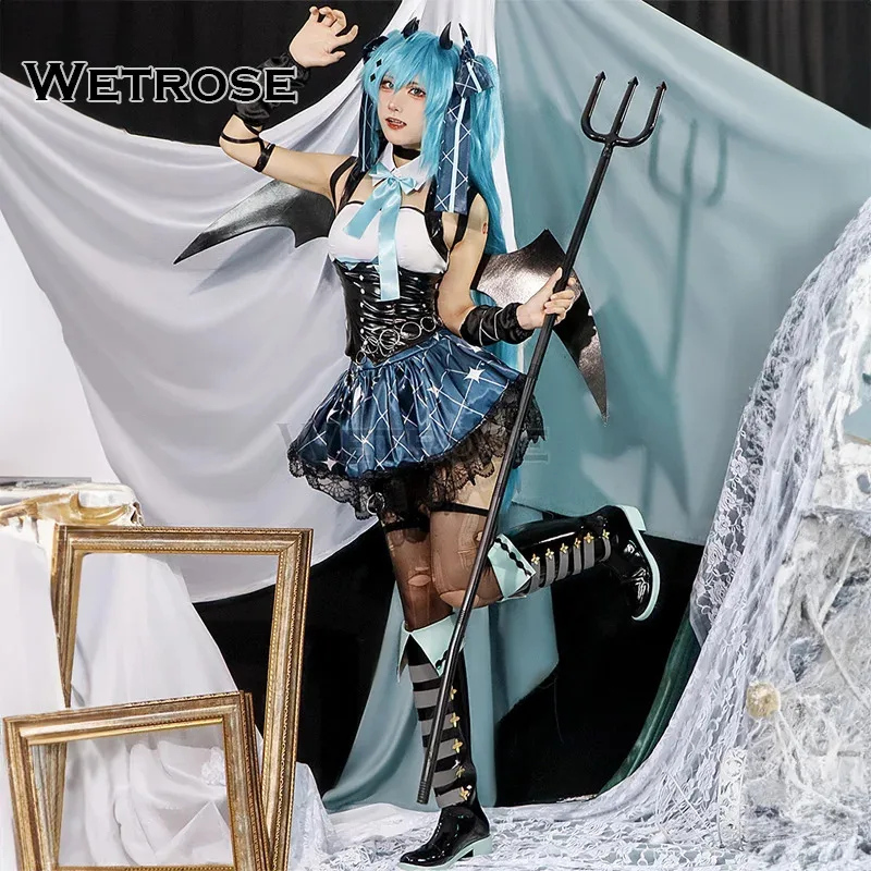 【Wetrose】в наличии Devil Miku 2023, карнавальный костюм Demon Rascal Girl Mikku, новый фанарт, женский комплект, кружево на Хэллоуин