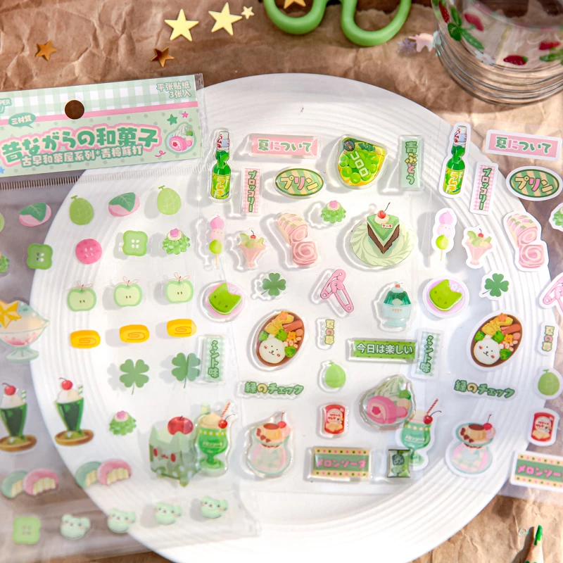 Mr. Paper 6pcs Kawaii Flat Sheet Stickers for Old Fashioned Series Stationery Stickers for Students scrapbooking stickers