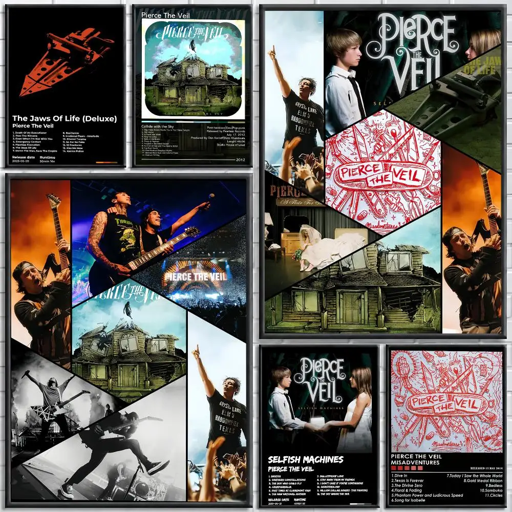 Rock Band P-Pierce The Veil Painting Calligraphy Stylish Canvas Poster Wall Art for Living Room Bedroom Cafe Office Decor Gift