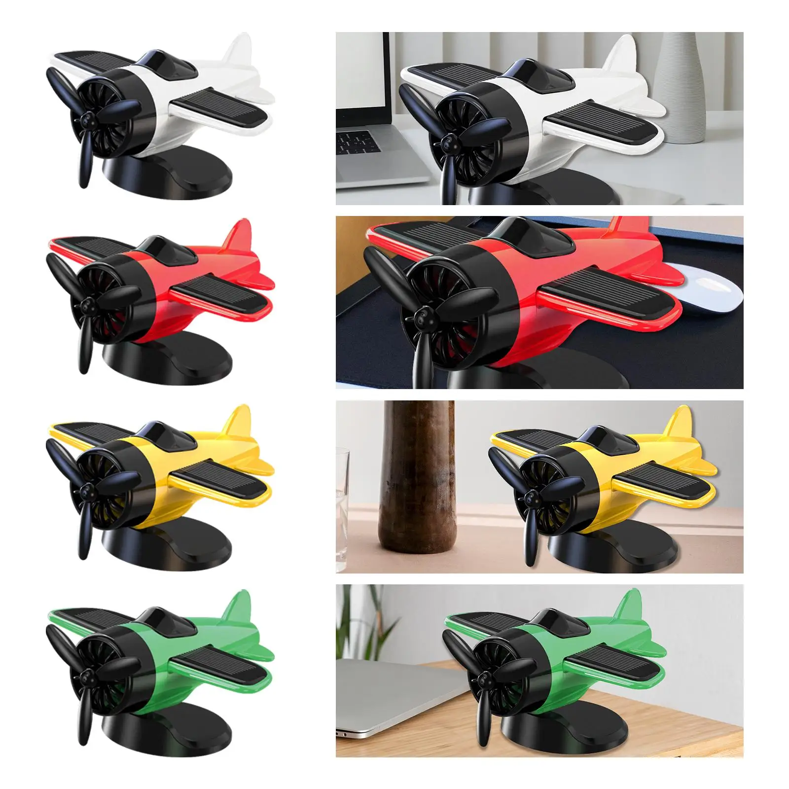 Solar Aircraft Model Sun Operated Car Interior Decoration for Birthday Gift Vehicle Decoration Office Workplace Home Desk