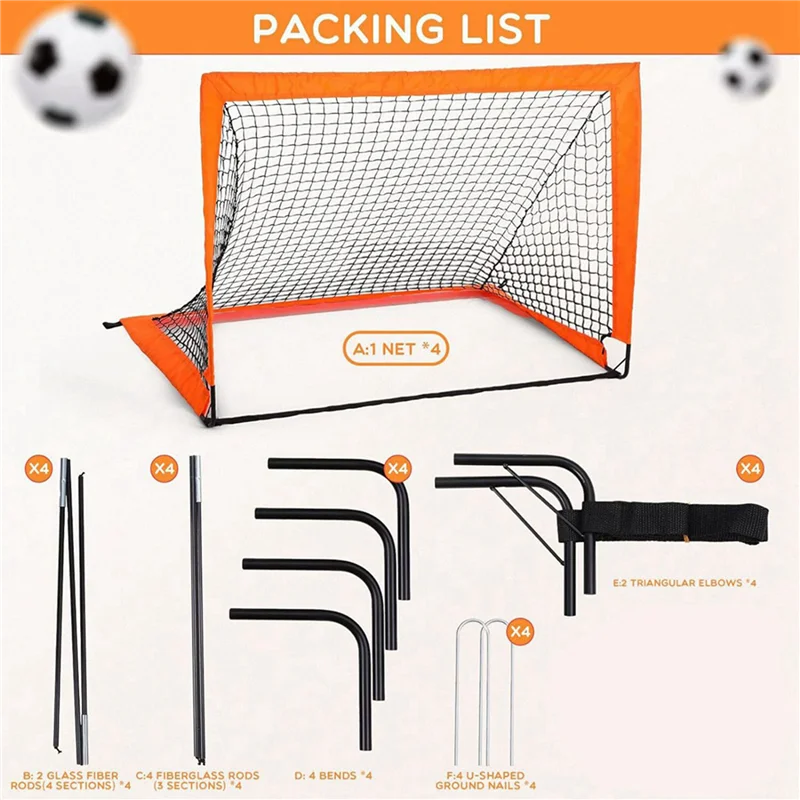 【RECOMENDAR】2X Porta da calcio per bambini arancione Porta da calcio da allenamento mobile pieghevole portatile