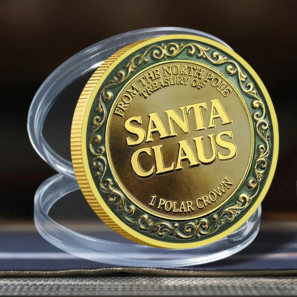 Moneda navideña de Papá Noel "Gracias por la leche y las galletas" - Tesoro del Polo Norte, regalo navideño para niños, ficha coleccionable