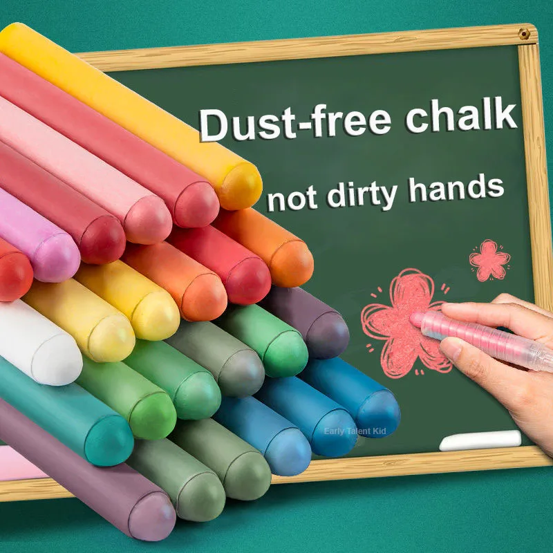 12 Water-soluble Dust-free Chalk Children's Color Environmental Protection Safety Blackboard Graffiti Chalk Dust-free Brush Gift