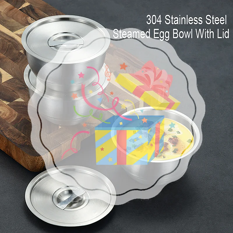 

Stainless Steel Rice Bowl With Lid Soup Bowl Steamed Rice Bowl Anti-Scalding Child Small Bowl Korean Cuisine Kitchen Tools