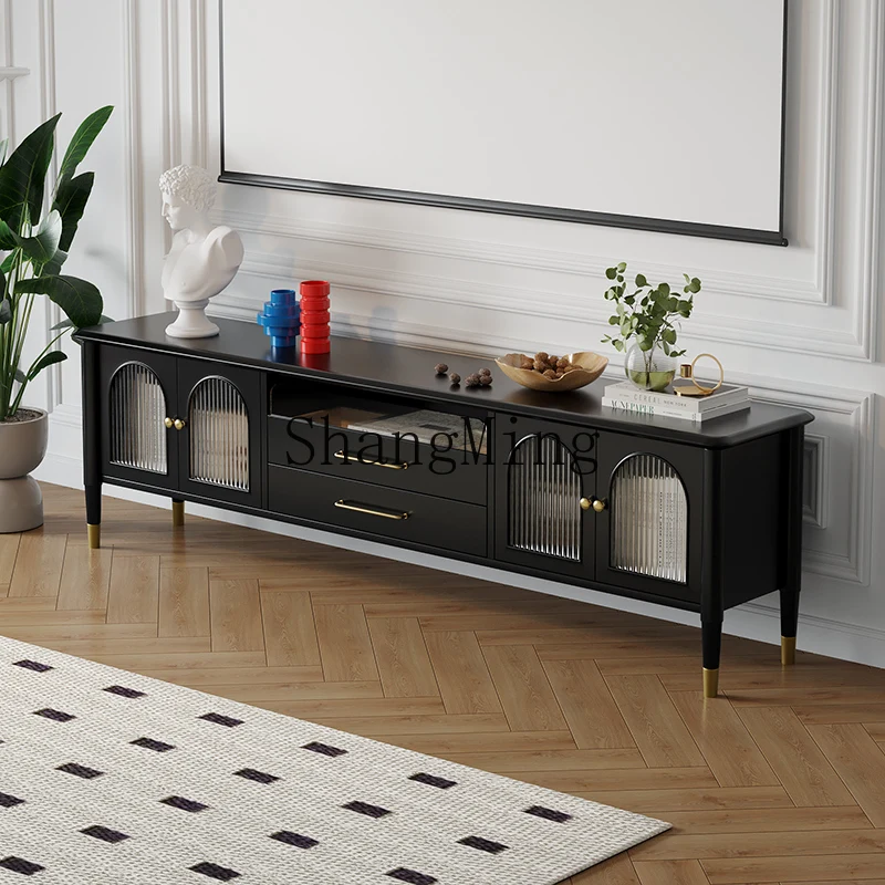 

CL advanced solid wood TV cabinet combination retro black living room modern simple small apartment furniture
