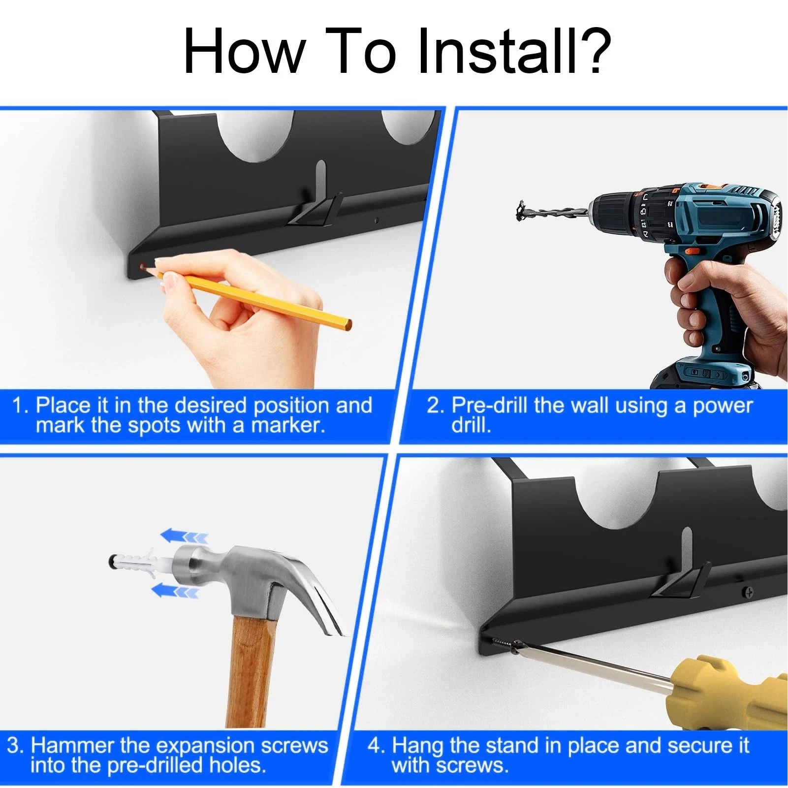 

Polisher Holder Wall Mount Angle Grinder Holder with Discs Hook Rack Cord Hanger Heavy Duty for Garage Workshop